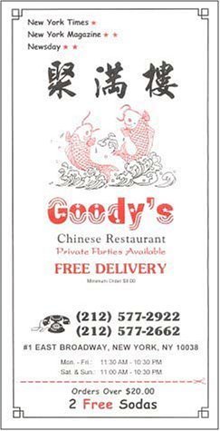 A page from the menu of the Goody's restaurant in New York